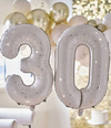 30 Gold Speckle Number Balloons - 26 inch Foil