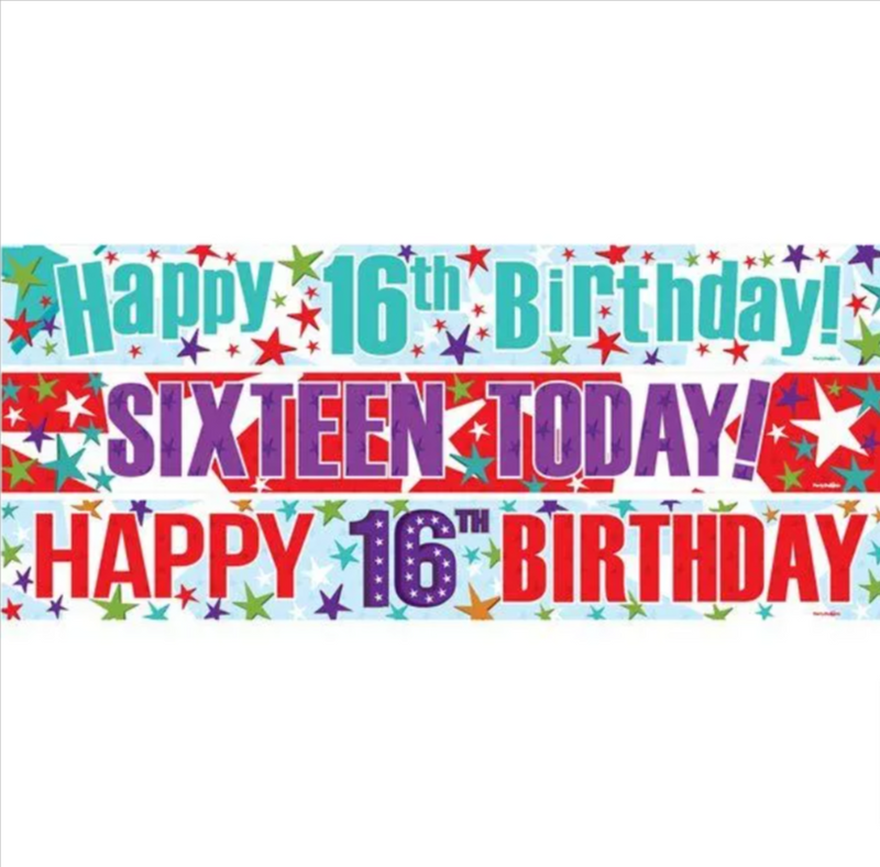 16th Birthday Paper Banners - 1m (3pk)