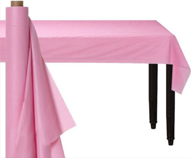 Baby Pink Plastic Banqueting Roll - 30m x 1m