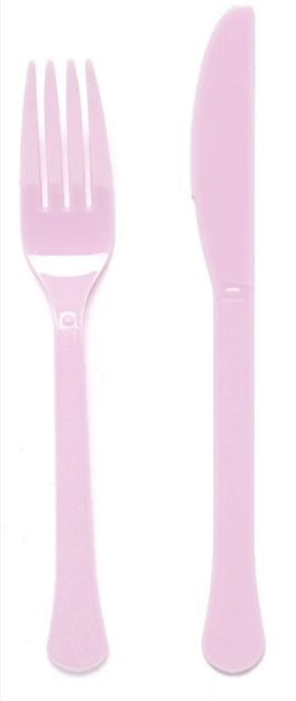 Baby Pink Reusable Plastic Cutlery Set (24pk)