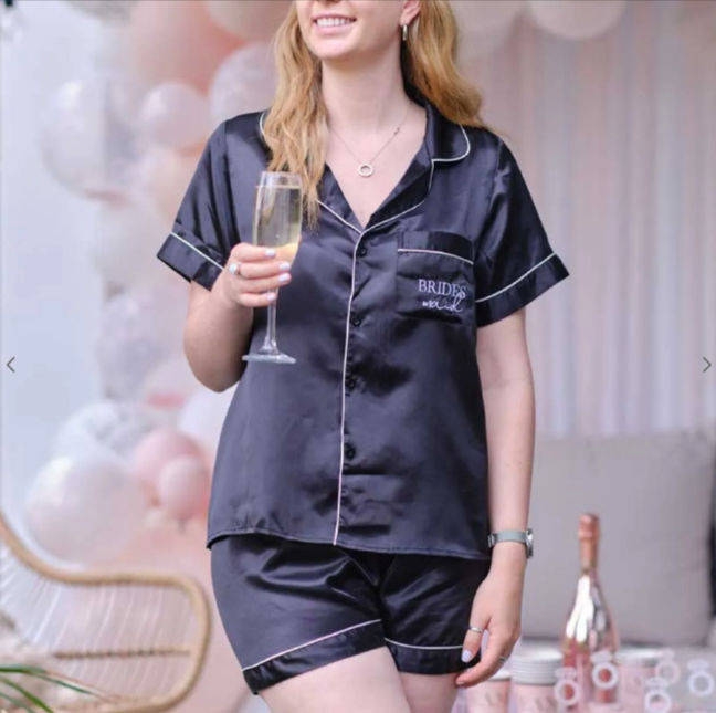 Black Bridesmaid Pyjama Set - M