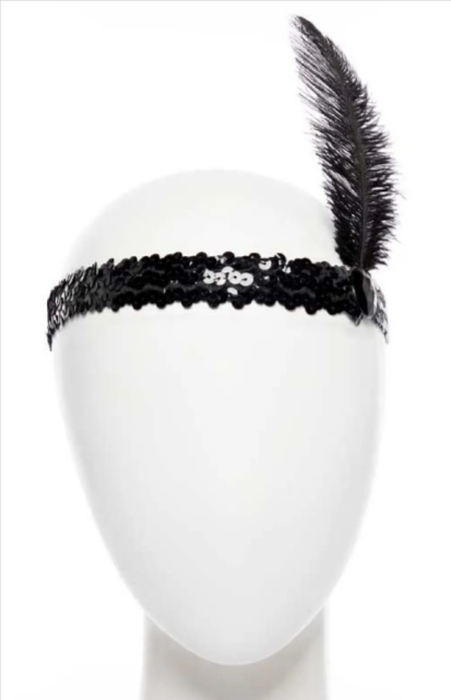 Black Charleston Flapper Sequin Headband