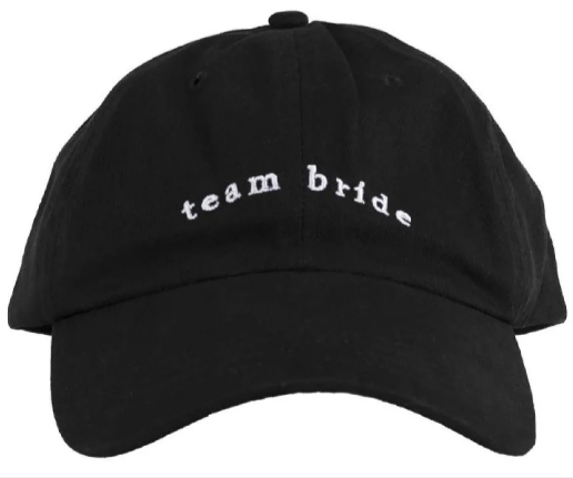 Black Embroidered 'Team Bride' Cap - 58cm x 18cm