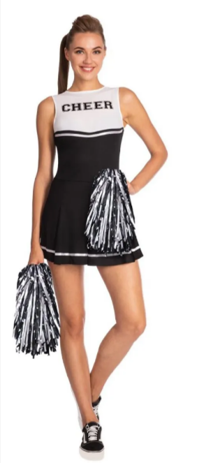 Black High School Cheerleader - Adult Costume