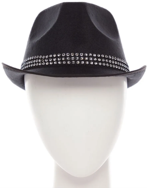 Black Trilby Gemstone Hat