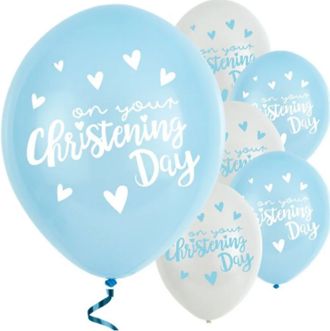 Blue Christening Day Latex Balloons - 11" Latex (6pk)