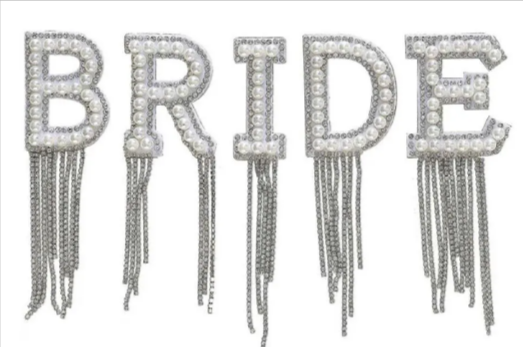 Bride' Iron On Patches with Embellished Tassels (5pk)