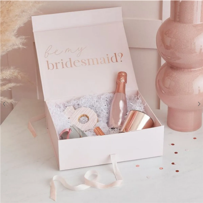 Bridesmaid Rose Gold Foil Proposal Box