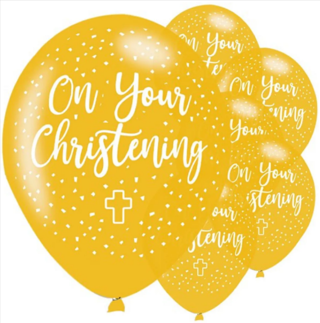 Christening Gold Latex Balloons - 11" (6pk)