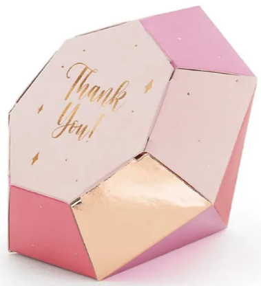 Diamond Thank You Paper Gift Boxes - 10cm x 12cm (6pk)