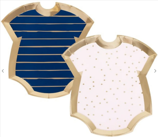 Gender Reveal Navy & Pink Baby Grow Shaped Plates (8pk)