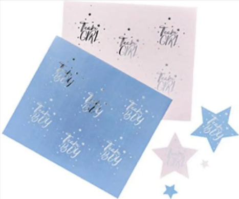 Gender Reveal Team Boy & Team Girl Stickers (24pk)