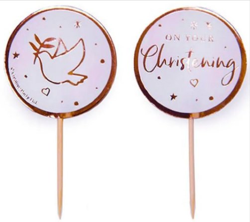 On Your Christening Pink Cupcake Toppers (12pk)