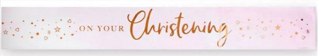 On Your Christening Pink Foil Banner - 2.74m