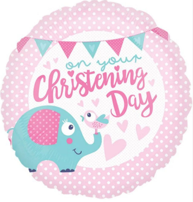 Pink Christening Day Balloon - 18" Foil