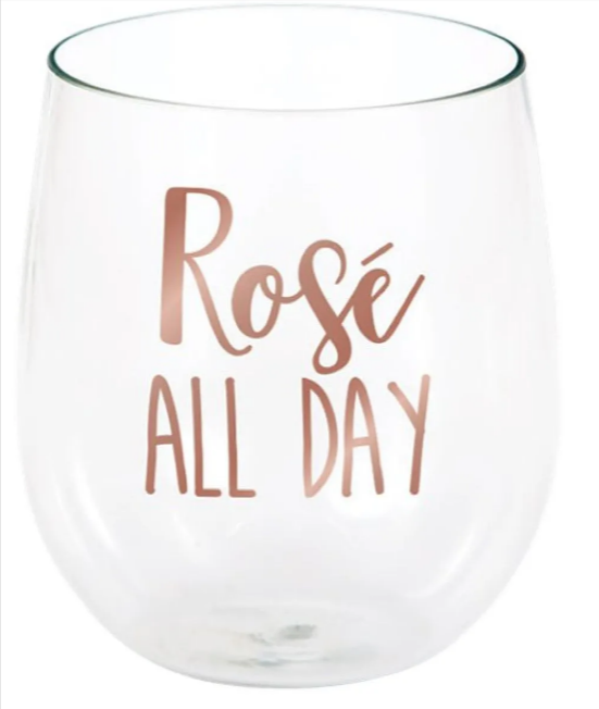 Rosé All Day Stemless Plastic Wine Glass - 398ml