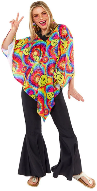Tie Dye Poncho - Adult Costume