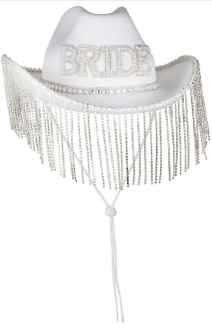 White Embellished Bride Cowgirl Hat
