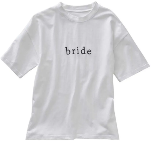 White Embroidered Bride T-Shirt - Large