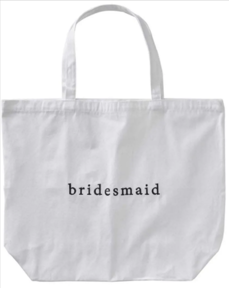 White Embroidered 'Bridesmaid' Tote Bag - 55cm x 72cm