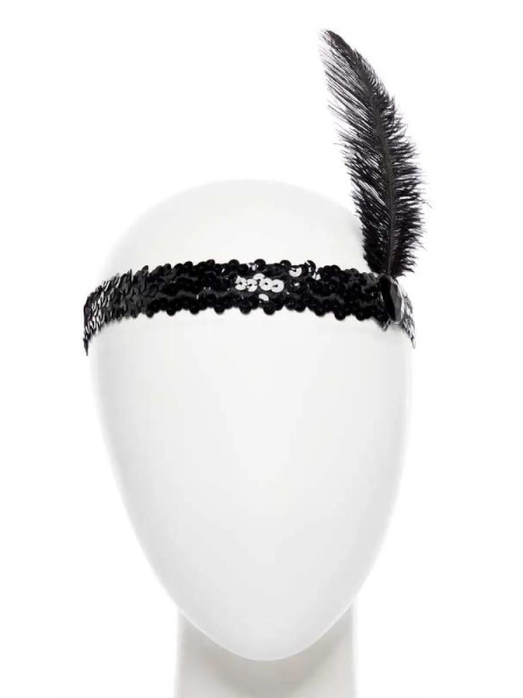 Black Charleston Flapper Sequin Headband