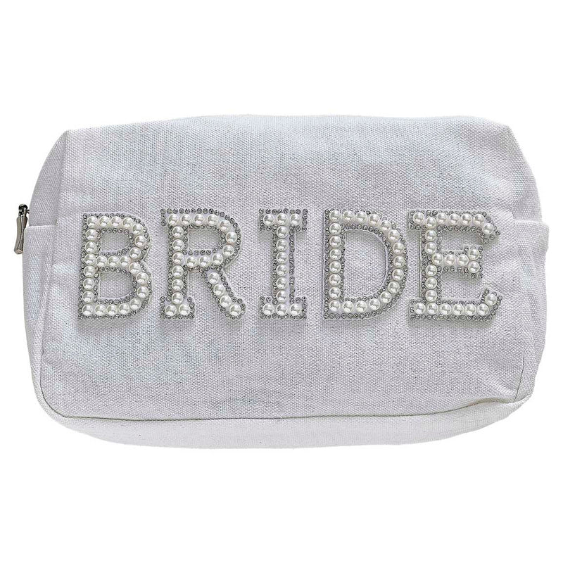 Embellished Pearl Bride Makeup Bag - 20cm x 12cm