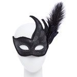 Ornate Black Masquerade Mask with Feathers