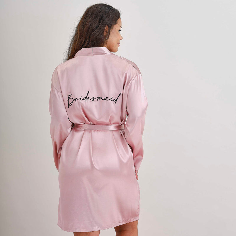 Pink Embroidered 'Bridesmaid' Dressing Gown