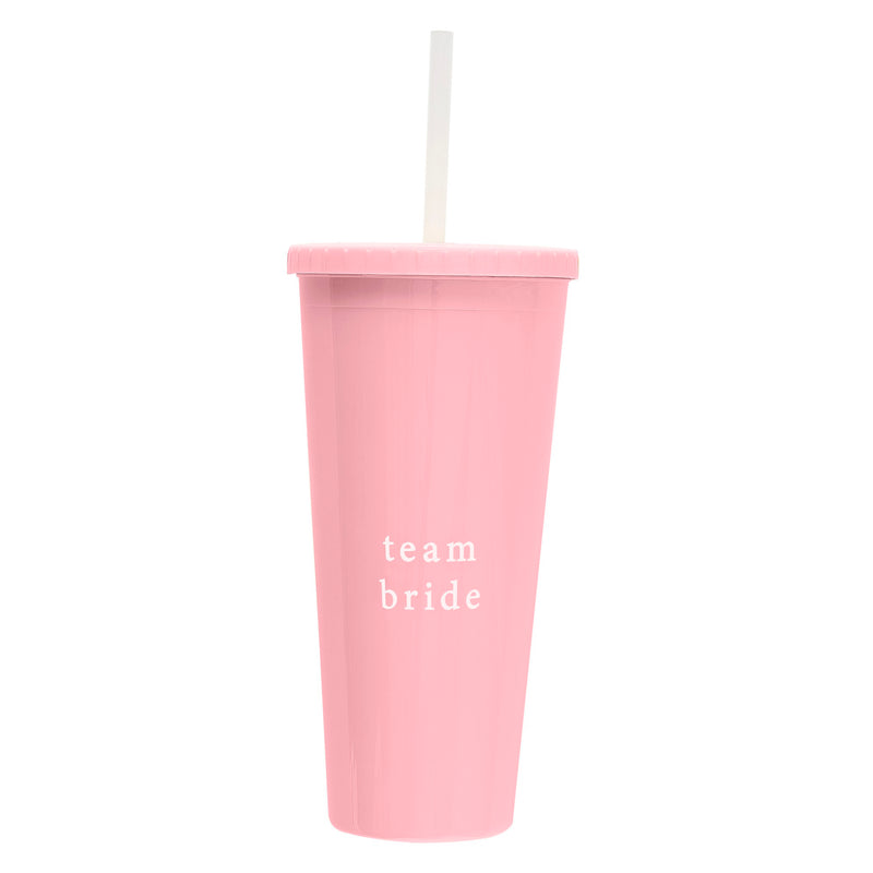 Pink Reusable 'Team Bride' Hen Party Cup with Straw - 700ml