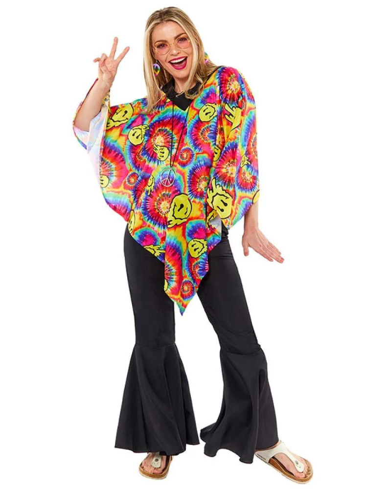 Tie Dye Poncho - Adult Costume