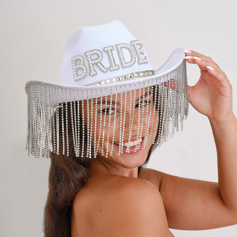 White Embellished Bride Cowgirl Hat