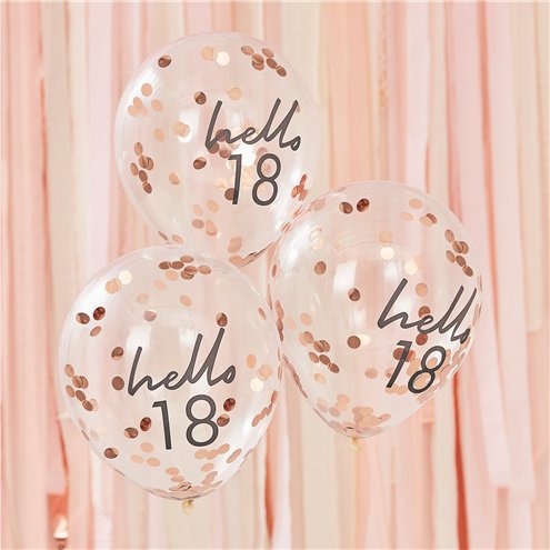 Mix It Up Hello 18 Rose Gold Confetti Balloons - 12"