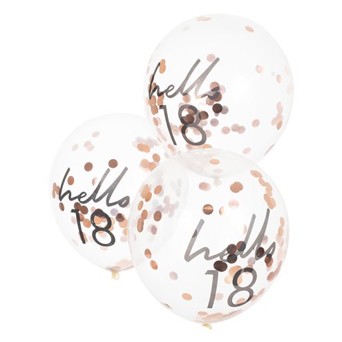 Mix It Up Hello 18 Rose Gold Confetti Balloons - 12"