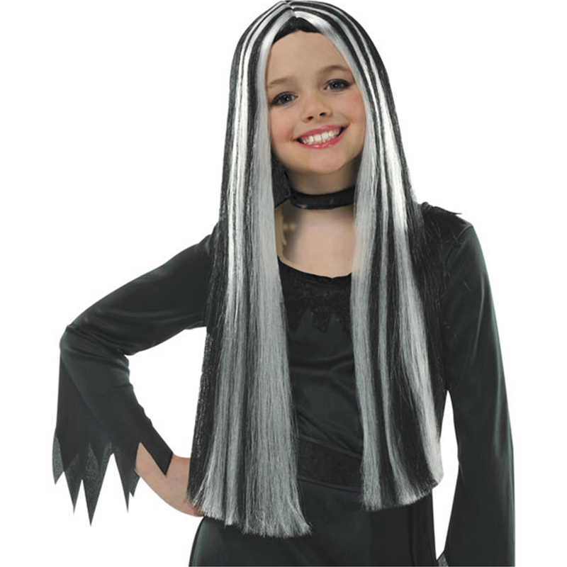 Child's Old Witch Wig - Girls Black & Grey Halloween Wig