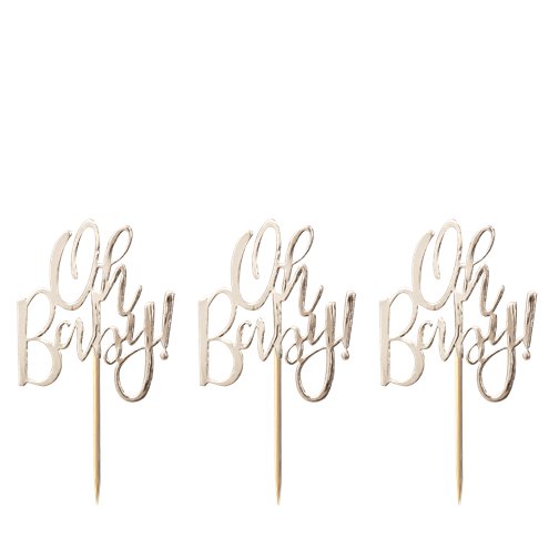 'Oh Baby!' Gold Foil Cupcake Toppers - 12pk
