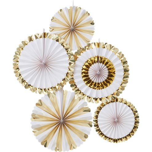 Oh Baby Gold Foiled Fan Decorations - 5pk