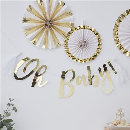 'Oh Baby!' Gold Foiled Letter Banner - 1.5m