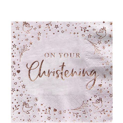 On Your Christening Pink Paper Napkins - 33cm - 16pk