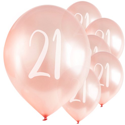Rose Gold 21st Milestone Balloons - 12" Latex - pk of 5