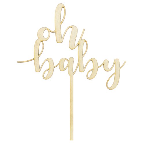 Wooden Oh Baby Cake Topper - 17cm